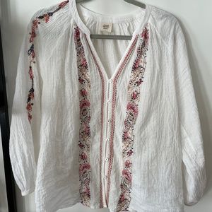 Matilda Jane Good Hart Women's Moonflower Embroidered Blouse Size Large New